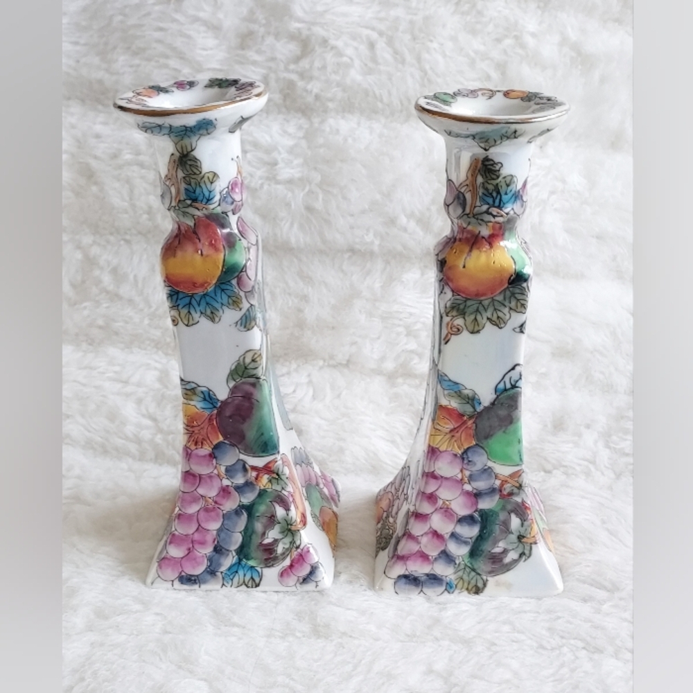 Vintage 1980 fruit candle holder